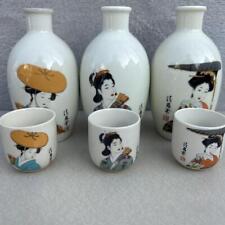 Painted Japanese-Style Sake Bottle Tokkuri Ochoko Sake cup 3-Piece Set picture