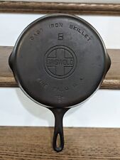 GRISWOLD #8 Cast Iron SKILLET - LARGE BLOCK LOGO -Vintage  1930s - Sits Flat picture
