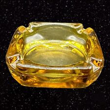 Vintage Mid Century Amber Glass Ashtray Dish USA Made 3.75”W 1”T picture