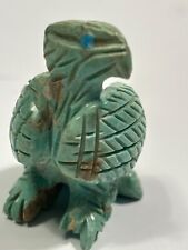 Zuni Signed Eagle Stone Fetish Carving Handmade With Turquoise Eyes picture