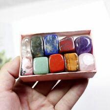 10Pcs Natural Quartz Chakra Healing Crystal Polished Tumbled Stone Set Gift Box picture