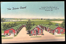 Vintage The Dixie Court Cottages US No. 1 & 78 Augusta GA Linen Postcard picture