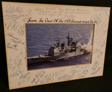 US Navy USS Ticonderoga CG-47 Guided Missile Cruiser 1988 Signed Crew Photograph picture