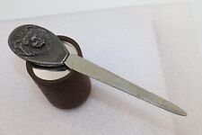Vintage 1970's Metzke Pewter Letter Opener Lion Head with Tribal Shield Reverse picture