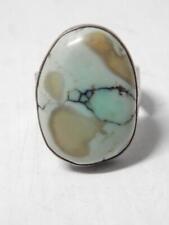 LRG SHOWY VINTAGE OLD NAVAJO INDIAN STERLING TURQUOISE RING  - SZ: 10 3/4-11 picture