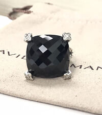 David Yurman 20x20mm Cushion on Point Ring with Black Onyx and Diamonds size 8 picture