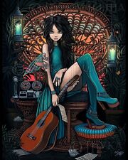 Bohemian Fairy Song Writer Musical Peacock Chair Aria Signed Myka Jelina Print picture