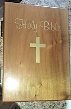 Vintage Gorgeous Holy Bible Box Red Felt Inside Felt Tabs On Underside Henged picture