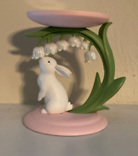 Bath & Body Works Spring Flower Bunny Rabbit 3 Wick Candle Holder Pedestal picture
