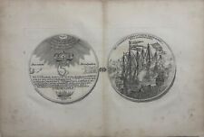 Rare print of medal for Danish Naval Victory Battle of Koge Bay - 1st July 1677 picture