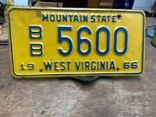 1966 West Virginia License Plate BB 5600 