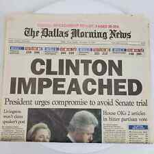 Vintage 1998 Dallas Morning News Clinton Impeached December 20 Sunday Edition picture