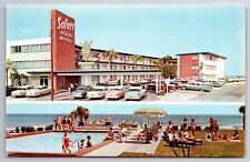 Postcard Florida Daytona Beach FL Safari Motel Pool Cars MCM 1961 Posted Chrome picture