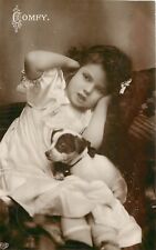 EAS RPPC 960. Pretty Little Girl w/Terrier Puppy Dog, Comfy. Posted picture