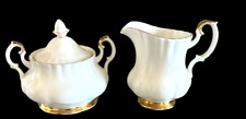 ROYAL ALBERT Val D'or Lidded Sugar Bowl Bone China Made In England and creamer picture
