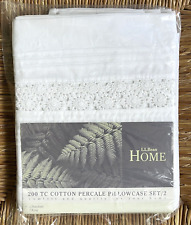RARE New LL Bean Heirloom Crocheted Cotton Percale Pillowcases Lace Standard picture