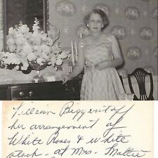 1950s Identified Woman Dining Room Interior Garden Club Vintage Snapshot Photo picture