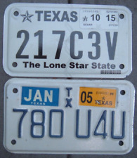 Lot of 2 TEXAS MOTORCYCLE License plates one flat, one embossed  217C3V 780 U4U picture