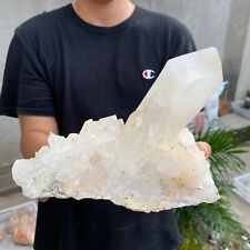 4.5lb Large Natural White Clear Quartz Crystal Cluster Raw Healing Specimen picture