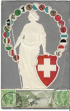 Postcard Switzerland 1908 Swiss Cantons embossed [32] picture