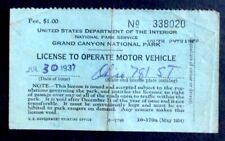 1937 License To Operate Motor Vehicle In Grand Canyon National Park picture