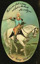 Vintage Postcard General George Washington  on White Horse Patriotic Embossed picture