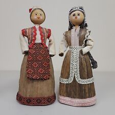 Vintage Russian Horse Hair Folk Art Dolls Pair Eastern European picture