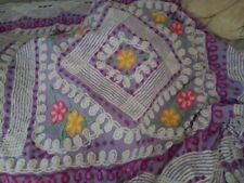 Handmade One Of A Kind Vintage  Chenille patchwork Quilt Large Throw Sz/Coverlet picture