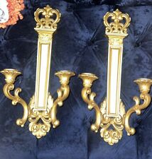 Vintage 2 Syroco Wall Sconces CandleHolder 2 arm Faux marble 18