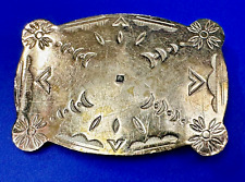 Sand & Sage Vintage Nickel Silver Engraved Western Belt Buckle W/O Centerpiece picture