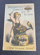 1890s Trade Card Drummond Tobacco Co St Louis Horse Shoe Tobacco w/ Cherub picture