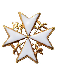 Vintage 10K Gold Order of St. John White Maltese Cross Lapel Pin Tie Pin picture