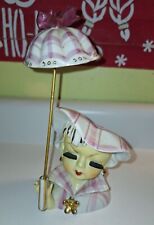 RARE Vintage Napco Japan Parasol Umbrella Pink  Girl Planter Figurine Excellent  picture