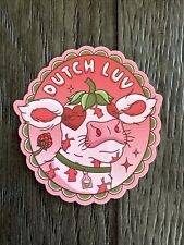 DUTCH Bros LUV Pink COW February 2024 STICKER Collectible WINDMILL Heart RARE picture