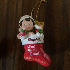 Vintage CAMPBELL'S SOUP KID IN A STOCKING CHRISTMAS ORNAMENT 2001 picture