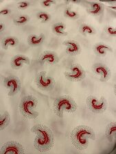Vintage 4 Yds 1950’s 100% Red Plumes Cotton Fabric 40” W Grannycore MCM picture