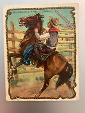T53 Hassan Cigarettes, Cowboy Series, 1910, Hurdling The Corral B16 picture