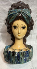MCM 1950-60's Lady Paper Mache Head Bust Make-up Vanity Lipstick Holder picture