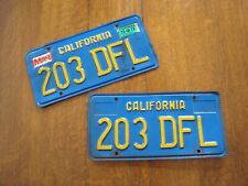 1978 California License Plate Pair 203 DFL Blue  picture