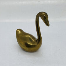 Vintage Solid Brass Goose Duck Figurine 2.5” Paperweight Long Neck Art Decor 22 picture