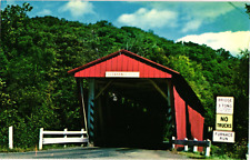 Everett Road Covered Bridge Boston Township Ohio Postcard 1970s picture