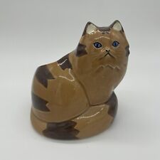 Vintage Takahashi Ceramic Cat Planter Vase Calico Blue Eyes Japan picture