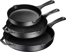 12 Inch Pre-Seasoned Frying Pan Set of 3, Oven Safe Skillet, Grill Pan Set picture