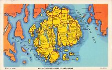 Mount Desert Island ME Maine, Colorful Map, Vintage Postcard picture