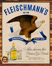 Fleischmann's Gin - America's First Gin - 1950s - Restored - Metal Sign 11 x 14 picture