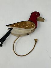 Antique Wooden Bird Decor Figurine Animated Handmade Painted A91 picture