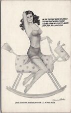 1946 Artist-Signed MEYER LEVIN Mutoscope Card Bathing Suit Girl on Rocking Horse picture