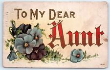 Postcard 1909 To My Dear Aunt Vintage Flowers Greeting D5 picture