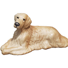 Vtg Tannereye Golden Retriever Leather Covered Wood Sculpture Dog Figurine picture