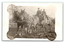 Postcard Horse Drawn Wagon, Fire Wood/Lumber Cattle RPPC L12 picture